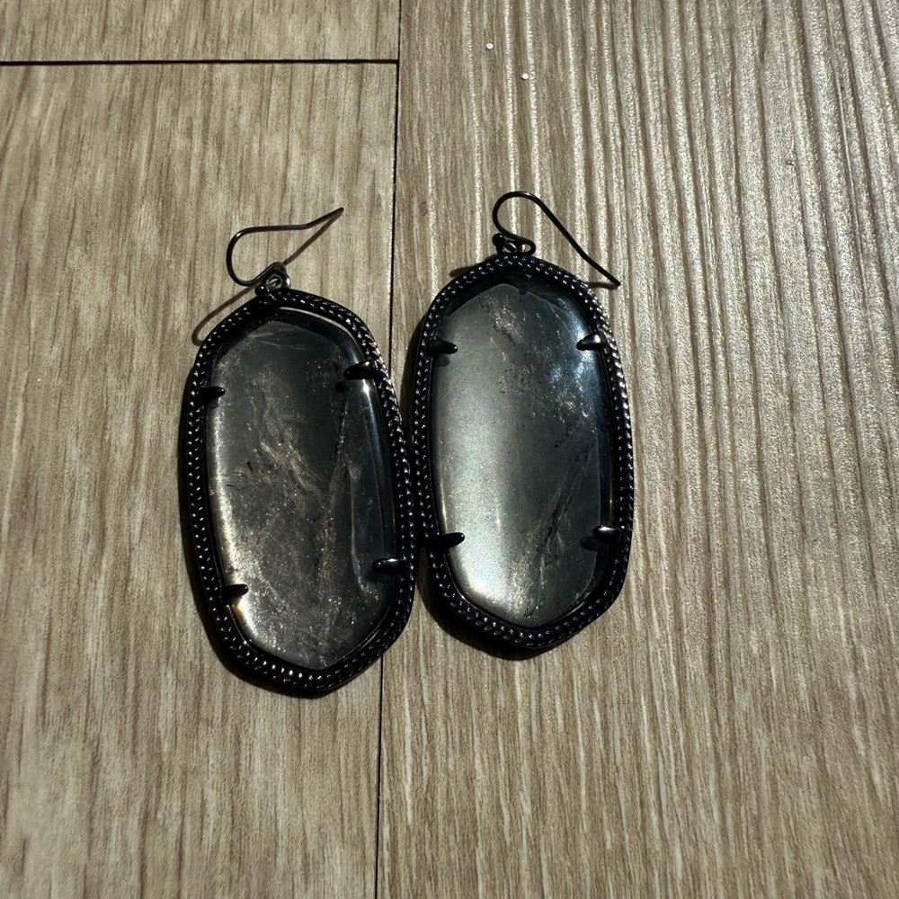 Kendra Scott Danielle Gunmetal and Laborite Black Stone Earrings Fashion Jewelry